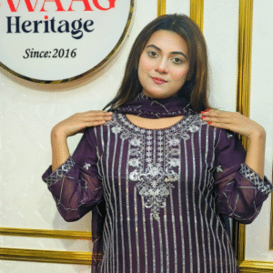 Premium Zari Embroidered chiffon Georgette 3 Piece Dress | SWAAG Heritage