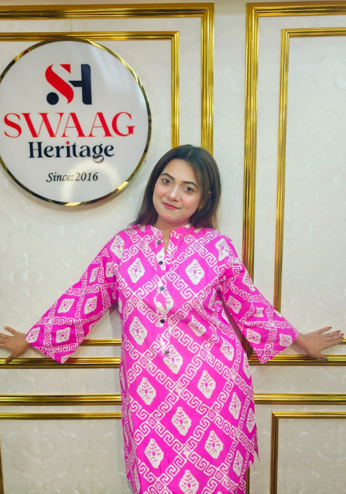 Hot Pink Tie-Dye Printed Cotton Co-Ord Set - Image 4