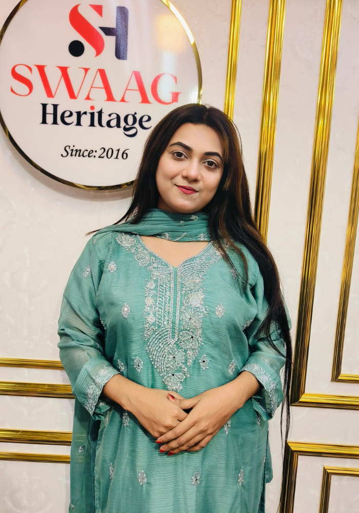 Premium Zari Embroidered chiffon Georgette 3 Piece Dress | SWAAG Heritage