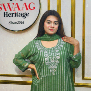 Premium Zari Embroidered chiffon Georgette 3 Piece Dress | SWAAG Heritage