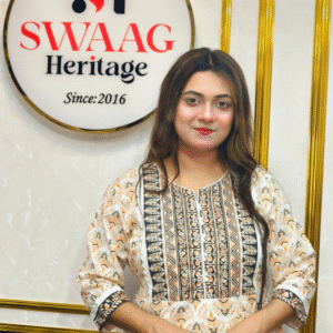 2-Piece Long Anarkali Dress with contrast border and lace work