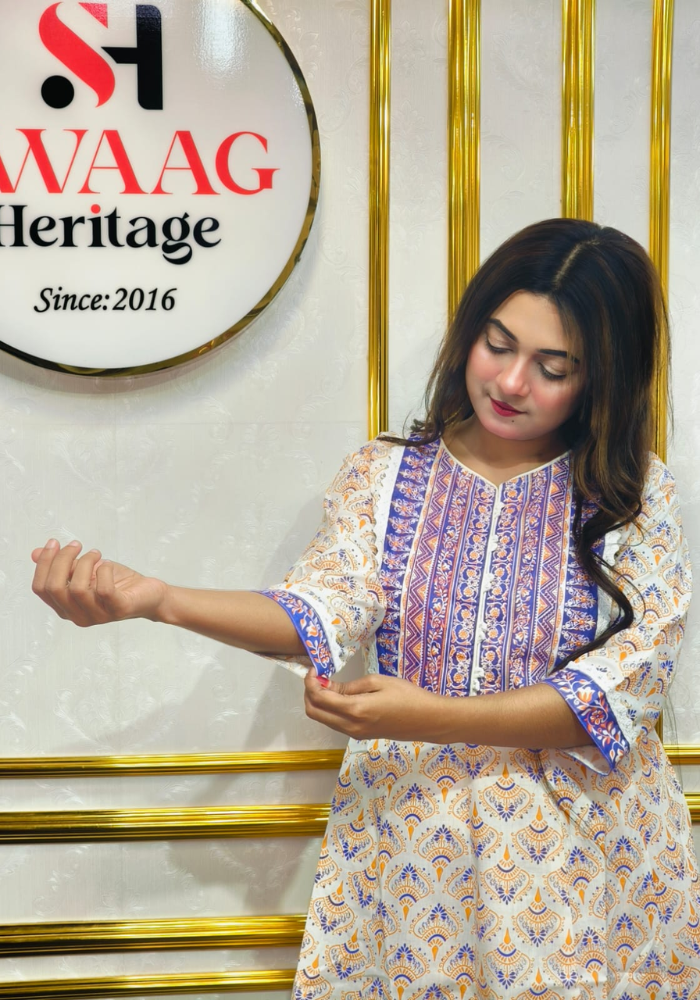 2-Piece Long Anarkali Dress with contrast border and lace work - Image 3