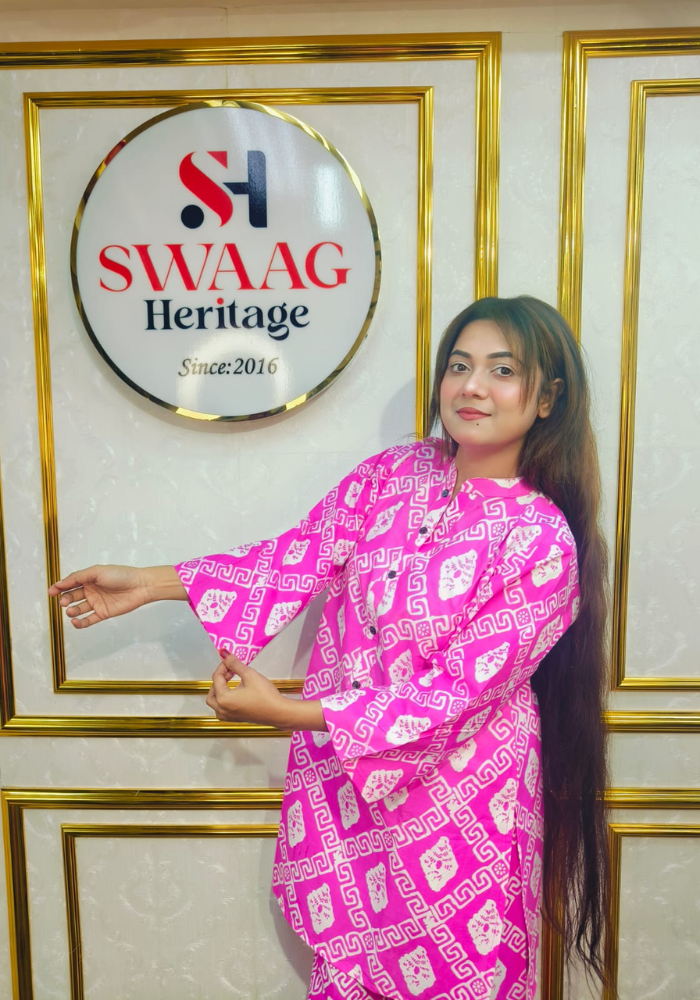 Hot Pink Tie-Dye Printed Cotton Co-Ord Set - Image 2