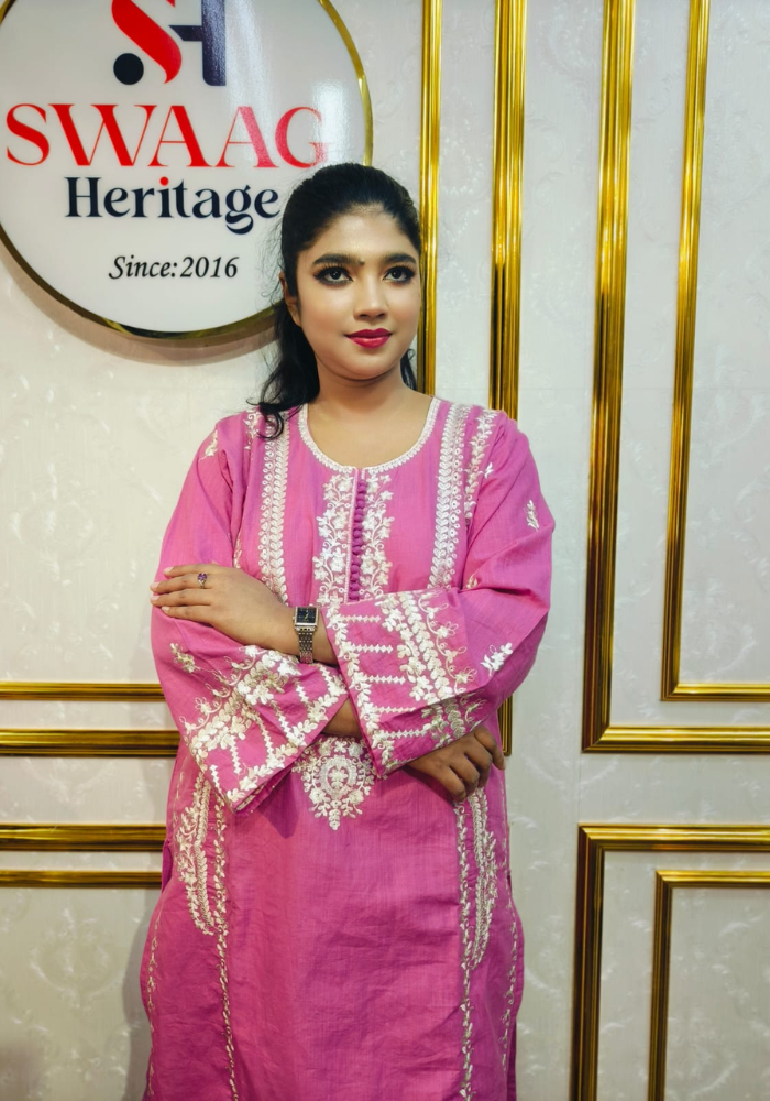 Hot Pink Embroidered Straight Kurti (Premium Ethnic Wear) - Image 4