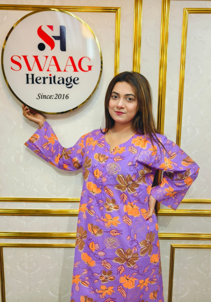 Premium cotton Floral Printed Long 2 Piece Dress