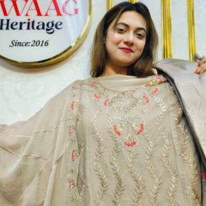 Premium Zari Embroidered chiffon Georgette 3 Piece Unstitched Dress