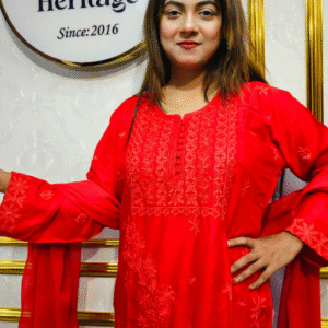 Cotton Royal Red Embroidery Salwar Set