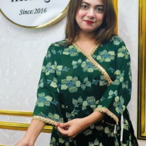 Geen Floral Angrakha Two Piece Dress in Pure Cotton