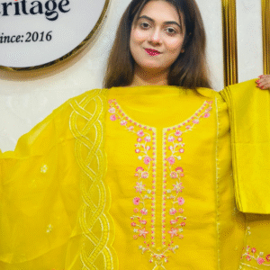 Premium Zari Embroidered organza 3 Piece Unstitched Dress