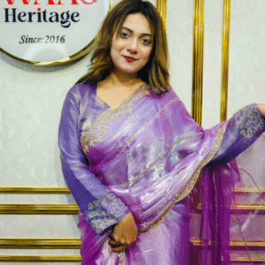 Royal Lavender Zimmi chu Party Saree with Kardana Border