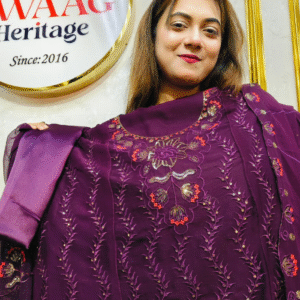 Premium Zari Embroidered chiffon Georgette 3 Piece Unstitched Dress