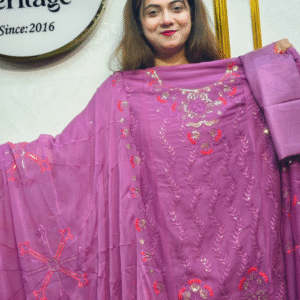 Premium Zari Embroidered chiffon Georgette 3 Piece Unstitched Dress