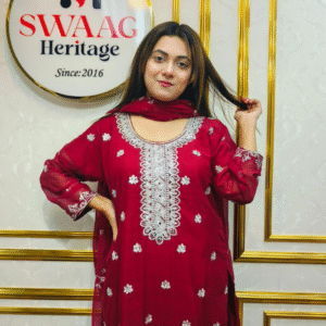 Premium Zari Embroidered chiffon Georgette 3 Piece Dress | SWAAG Heritage