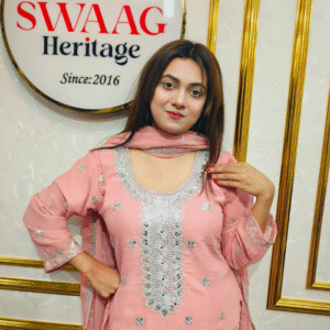 Premium Zari Embroidered chiffon Georgette 3 Piece Dress | SWAAG Heritage