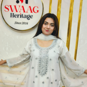 Premium Zari Embroidered chiffon Georgette 3 Piece Dress with stone