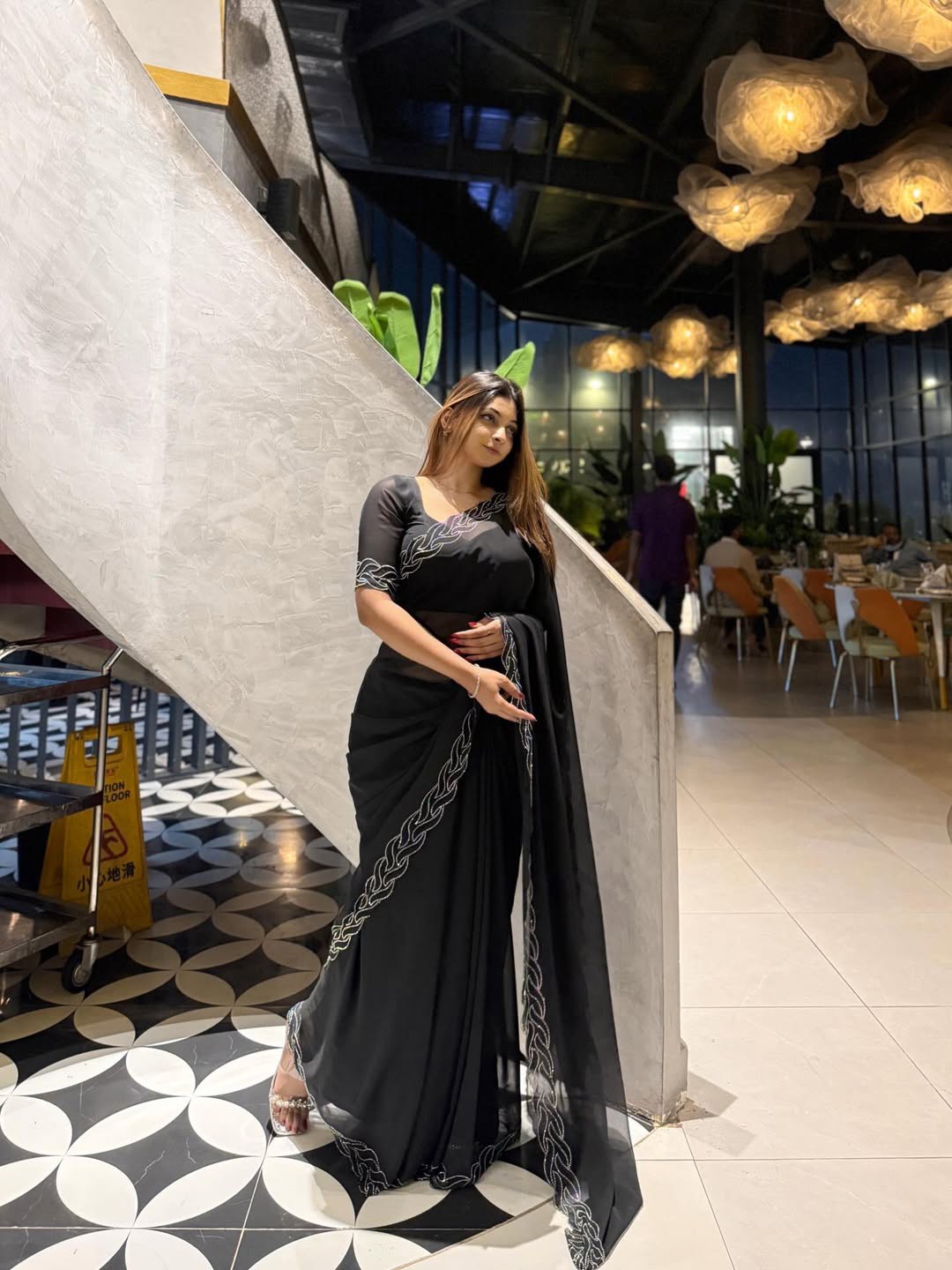 Exclusive Party wear Black saree online in bd - Image 2