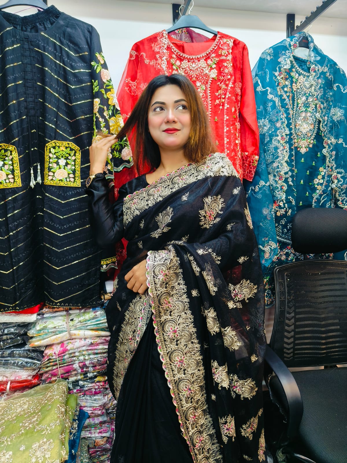 New Design Black Luxury party wear saree by Swaag Heritage - Image 3