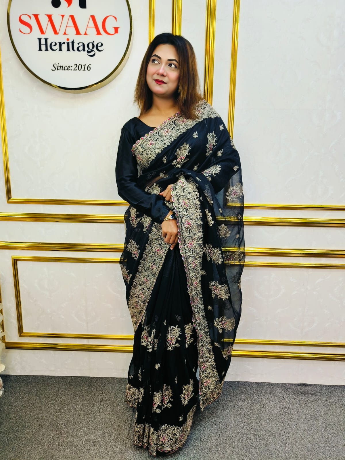 New Design Black Luxury party wear saree by Swaag Heritage - Image 5