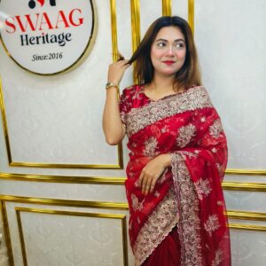Maroon Saree For party  & Special occasions